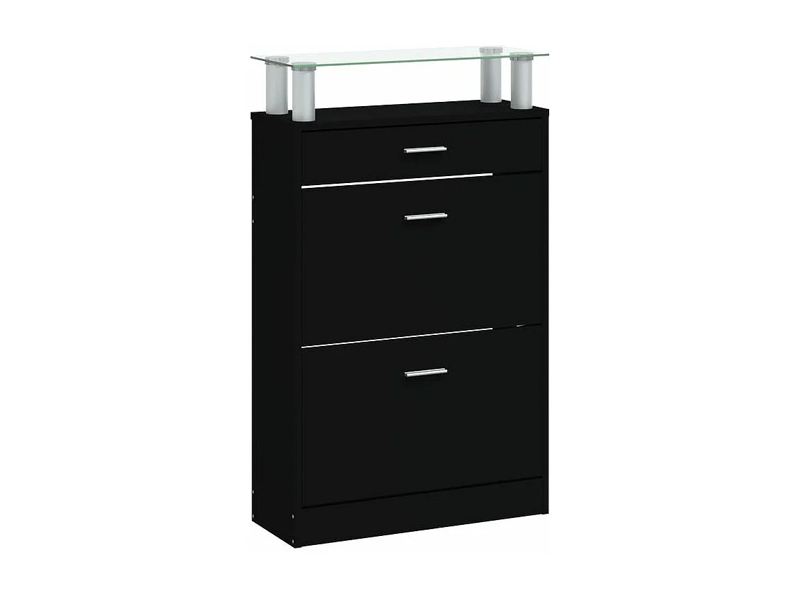 Armoire à chaussures Noir 63x24x104 Bois d'ingénierie