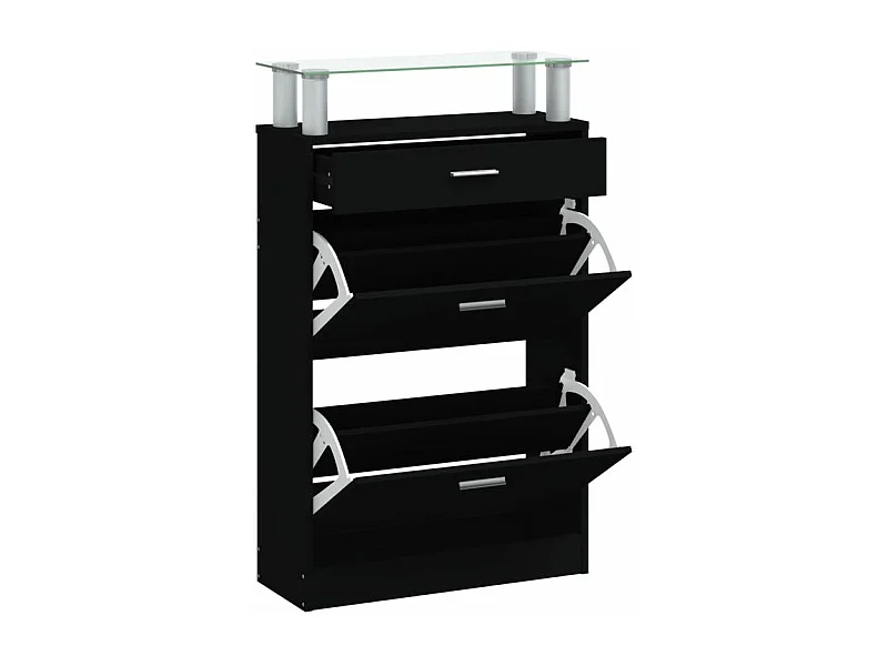 Armoire à chaussures Noir 63x24x104 Bois d'ingénierie