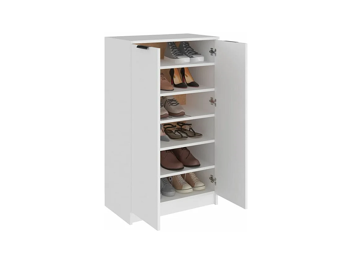 Armoire à chaussures multifonction avec petite penderie L59xP35xH100 - Simplicité et Solidité-Couleur Blanc
