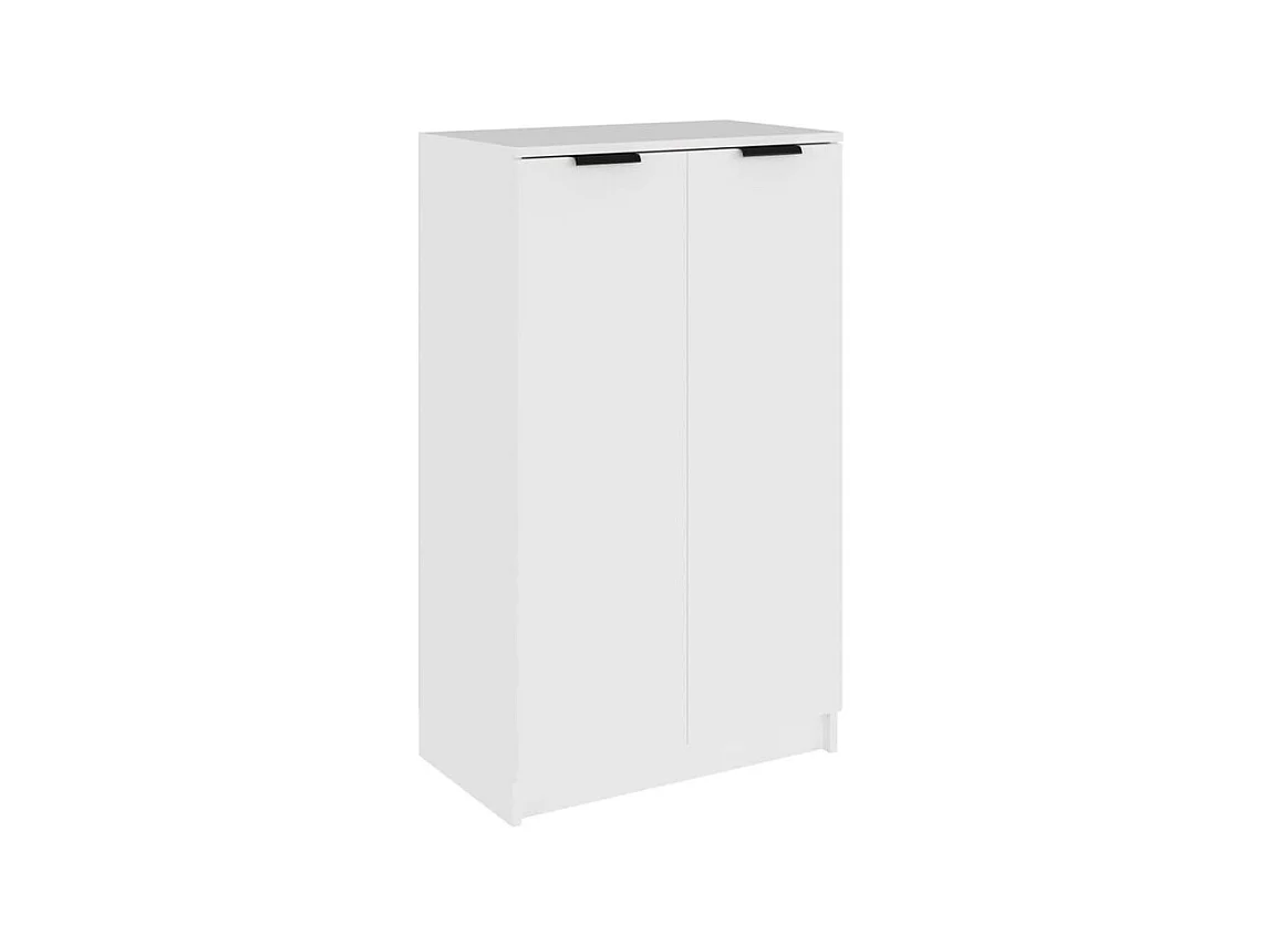 Armoire à chaussures multifonction avec petite penderie L59xP35xH100 - Simplicité et Solidité-Couleur Blanc