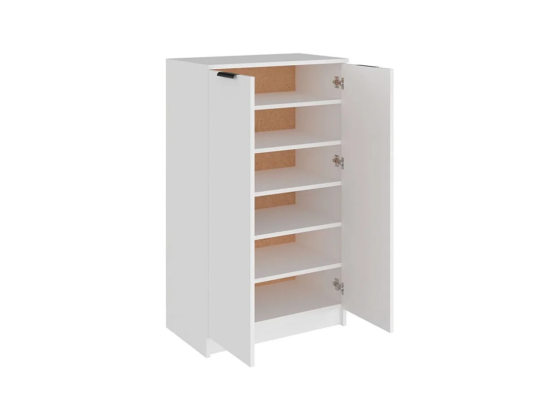 Armoire à chaussures multifonction avec petite penderie L59xP35xH100 - Simplicité et Solidité-Couleur Blanc