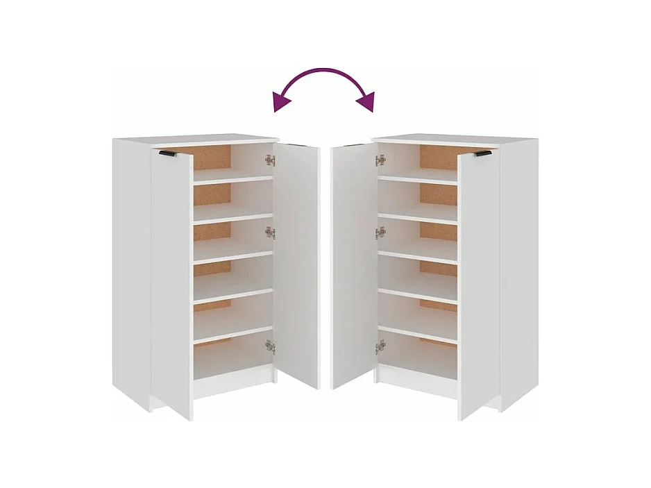 Armoire à chaussures multifonction avec petite penderie L59xP35xH100 - Simplicité et Solidité-Couleur Blanc