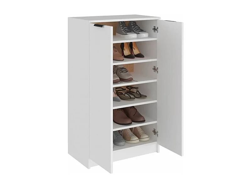Armoire à chaussures multifonction avec petite penderie L59xP35xH100 - Simplicité et Solidité-Couleur Blanc