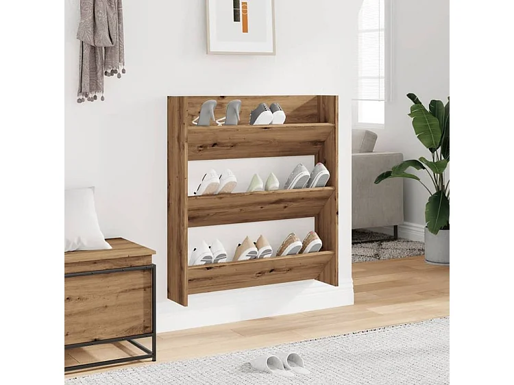 Armoire à chaussures murale chêne artisanal bois d'ingénierie