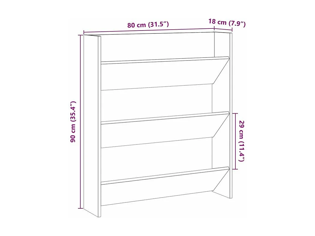 Armoire à chaussures murale chêne artisanal bois d'ingénierie