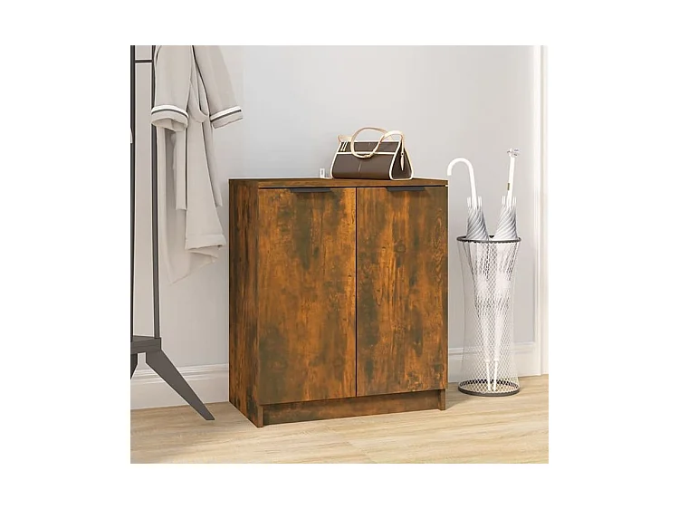 Meuble à chaussures Chêne fumé 59x35x70 Bois d'ingénierie