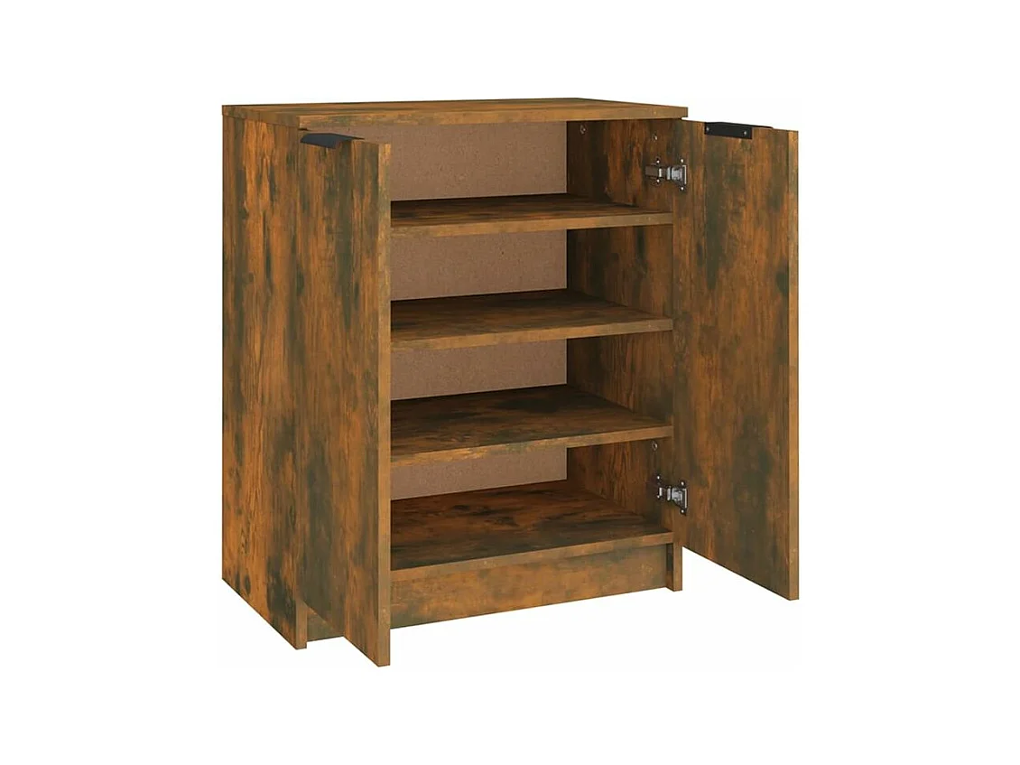 Meuble à chaussures Chêne fumé 59x35x70 Bois d'ingénierie