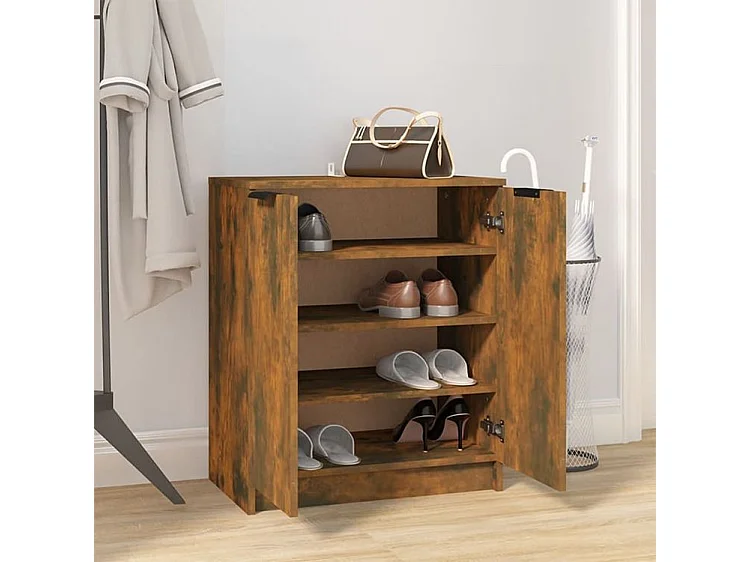 Meuble à chaussures Chêne fumé 59x35x70 Bois d'ingénierie