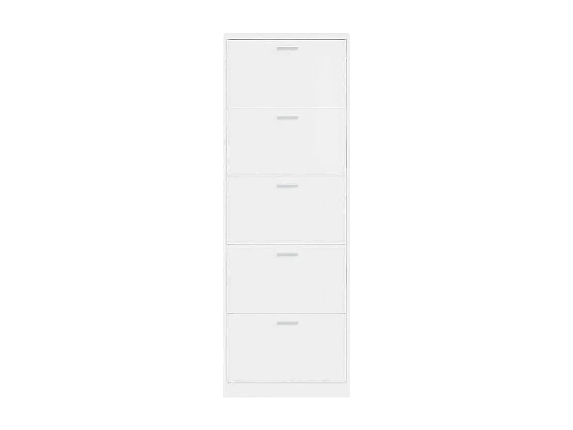 Armoire à chaussures en bois Puerto L59xH169xP17 – 5 portes rabattables-Couleur Blanc brillant