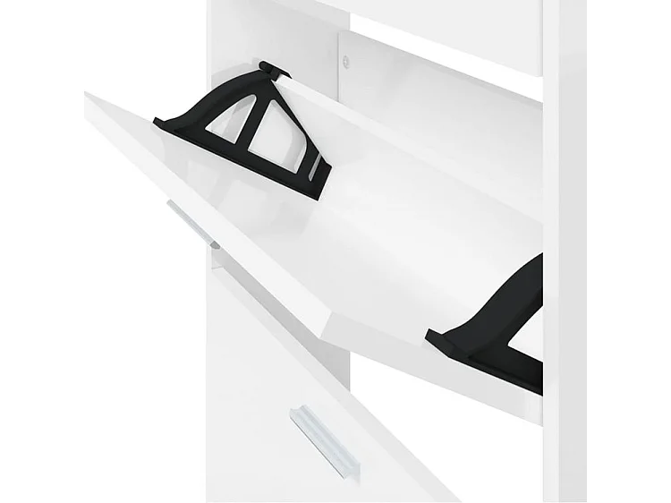 Armoire à chaussures en bois Puerto L59xH169xP17 – 5 portes rabattables-Couleur Blanc brillant