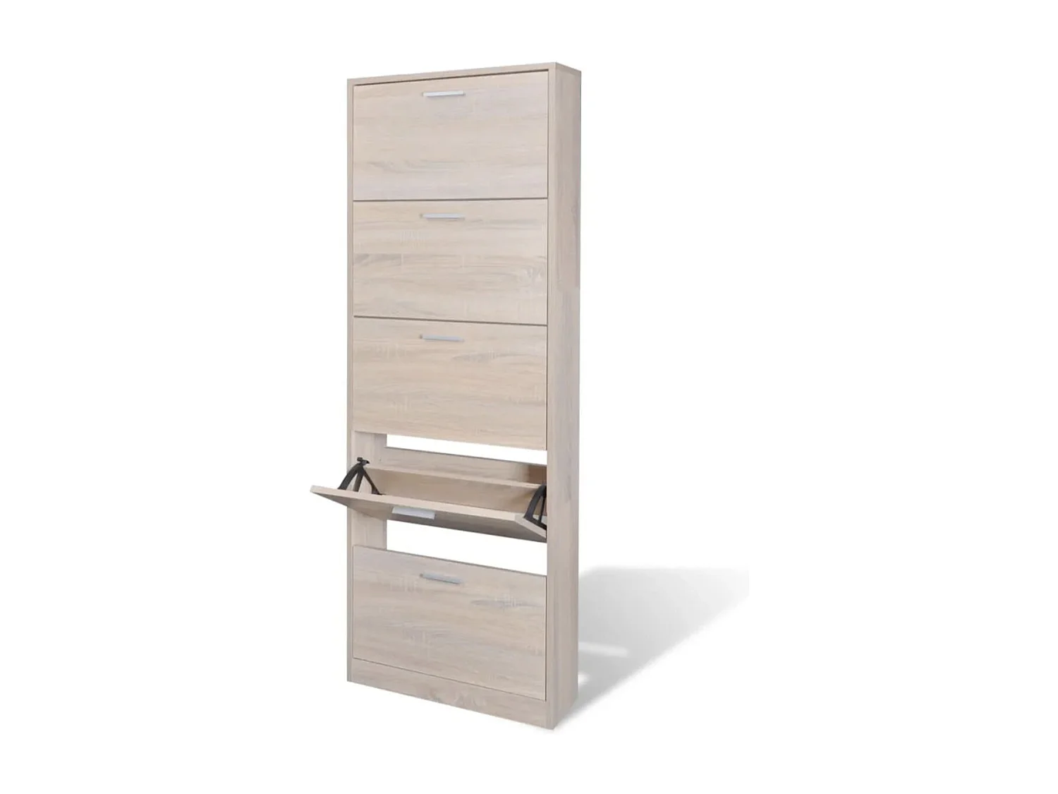 Armoire à chaussures en bois Puerto L59xH169xP17 – 5 portes rabattables-Couleur Blanc brillant