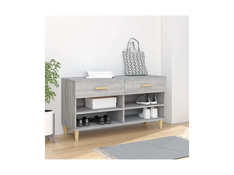 Meuble à chaussures Sonoma gris 102x35x55 Bois d'ingénierie