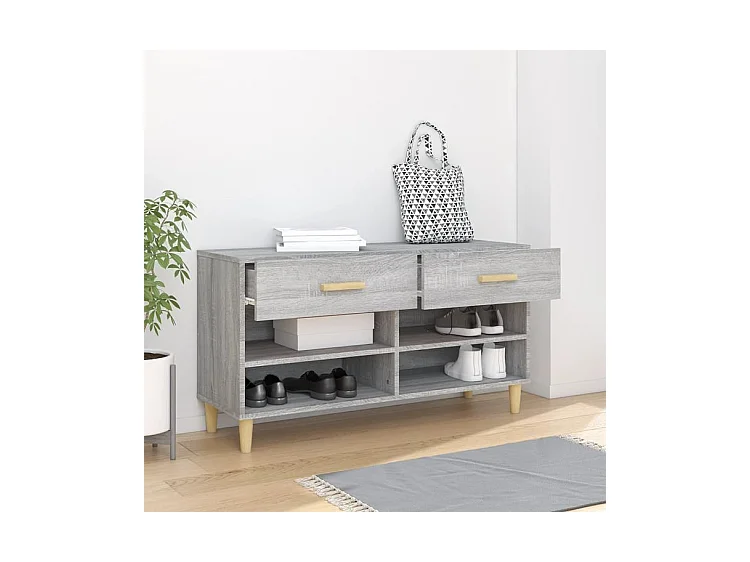 Meuble à chaussures Sonoma gris 102x35x55 Bois d'ingénierie