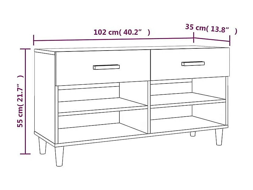 Meuble à chaussures Sonoma gris 102x35x55 Bois d'ingénierie