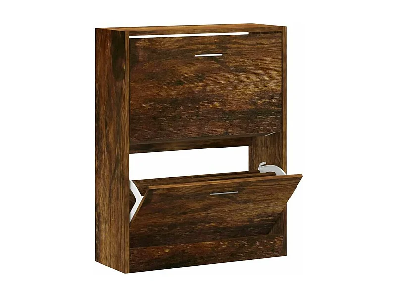 Armoire à chaussures en bois Puerto L63xH81xP24 – 2 portes rabattables-Couleur Marron fumé