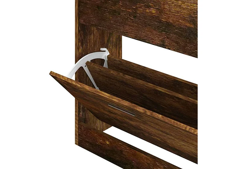 Armoire à chaussures en bois Puerto L63xH81xP24 – 2 portes rabattables-Couleur Marron fumé