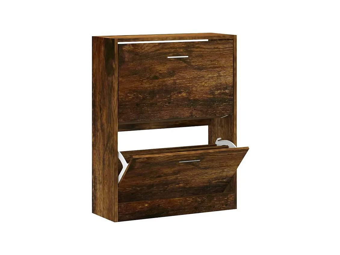 Armoire à chaussures en bois Puerto L63xH81xP24 – 2 portes rabattables-Couleur Marron fumé