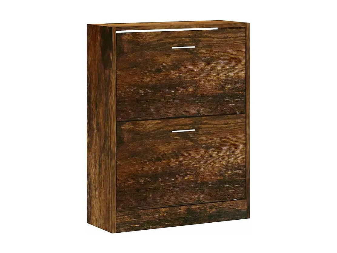 Armoire à chaussures en bois Puerto L63xH81xP24 – 2 portes rabattables-Couleur Marron fumé
