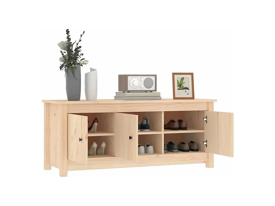 Armoire à chaussures en bois massif Klouda – Élégant et fonctionnel-Couleur Naturel-Largeur 110 cm