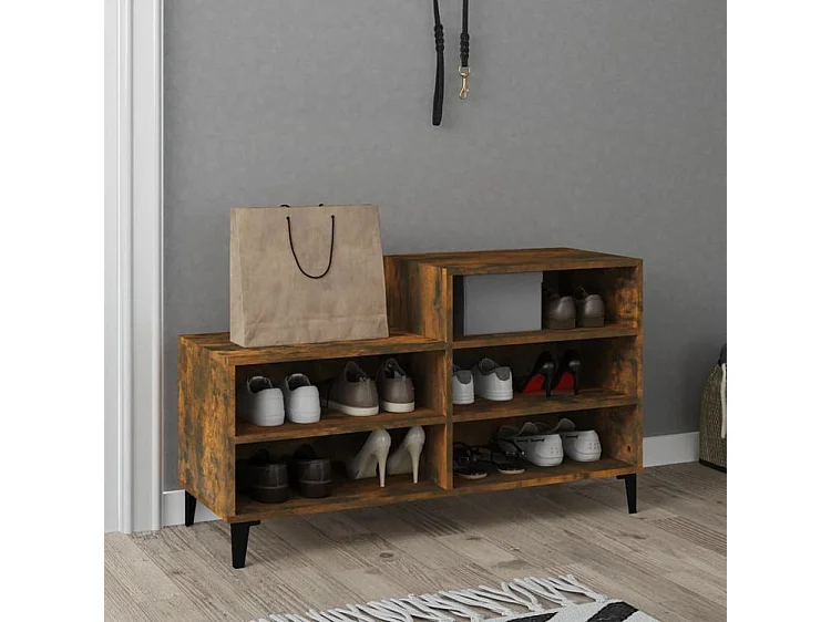 Armoire à chaussures Chêne fumé 102x36x60 Bois d'ingénierie