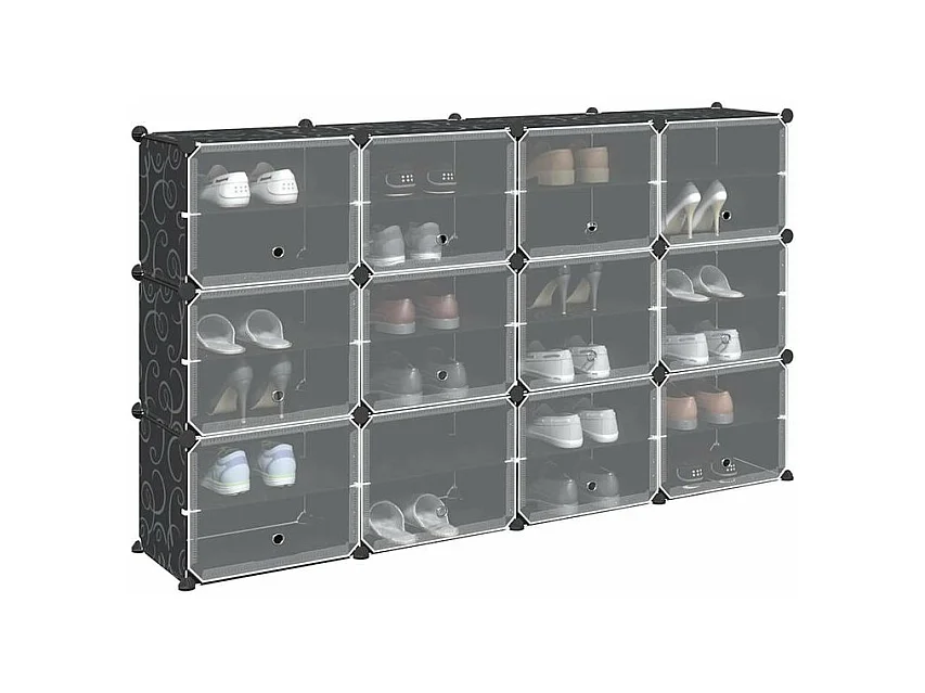 Cubes de rangement 12 pcs avec portes noir PP