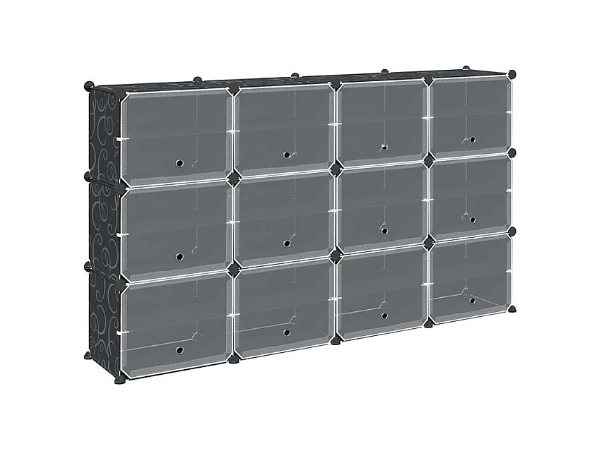 Cubes de rangement 12 pcs avec portes noir PP
