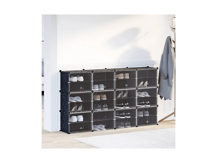 Cubes de rangement 12 pcs avec portes noir PP