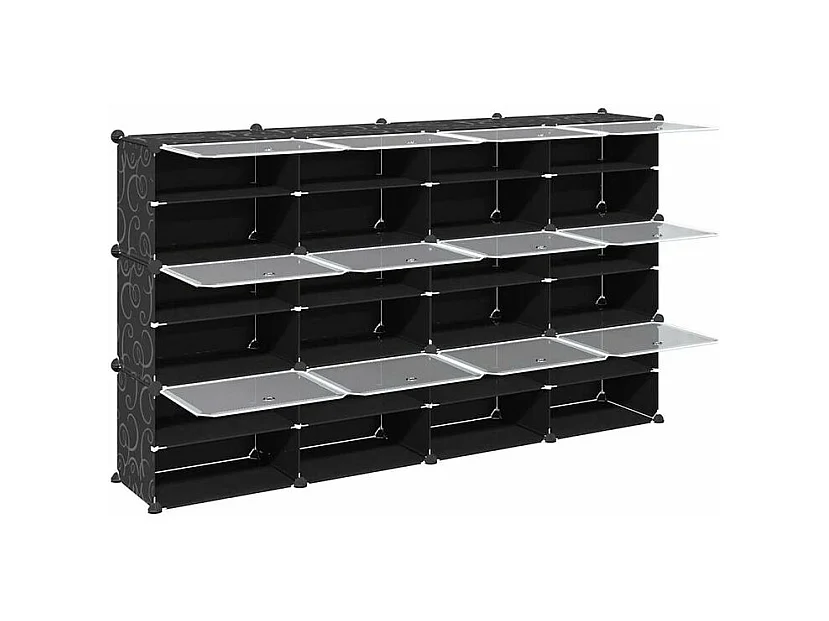 Cubes de rangement 12 pcs avec portes noir PP