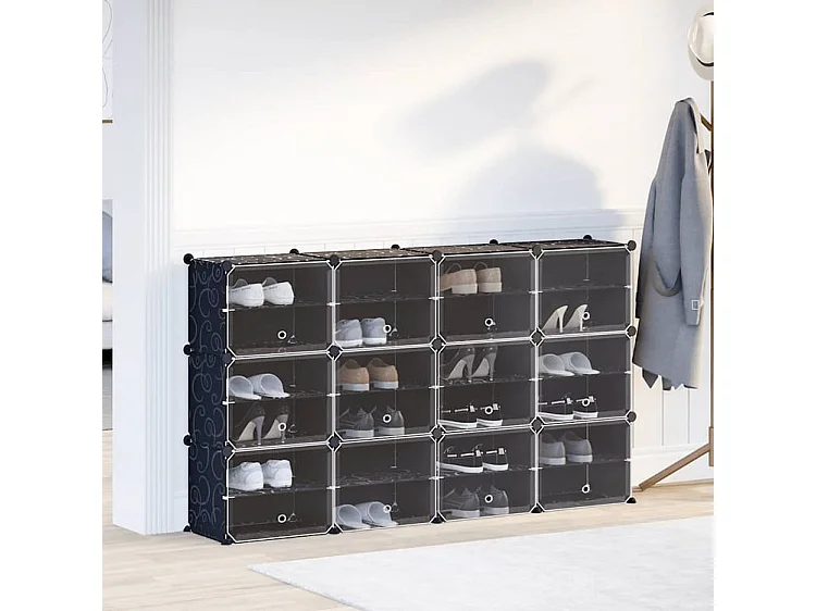 Cubes de rangement 12 pcs avec portes noir PP