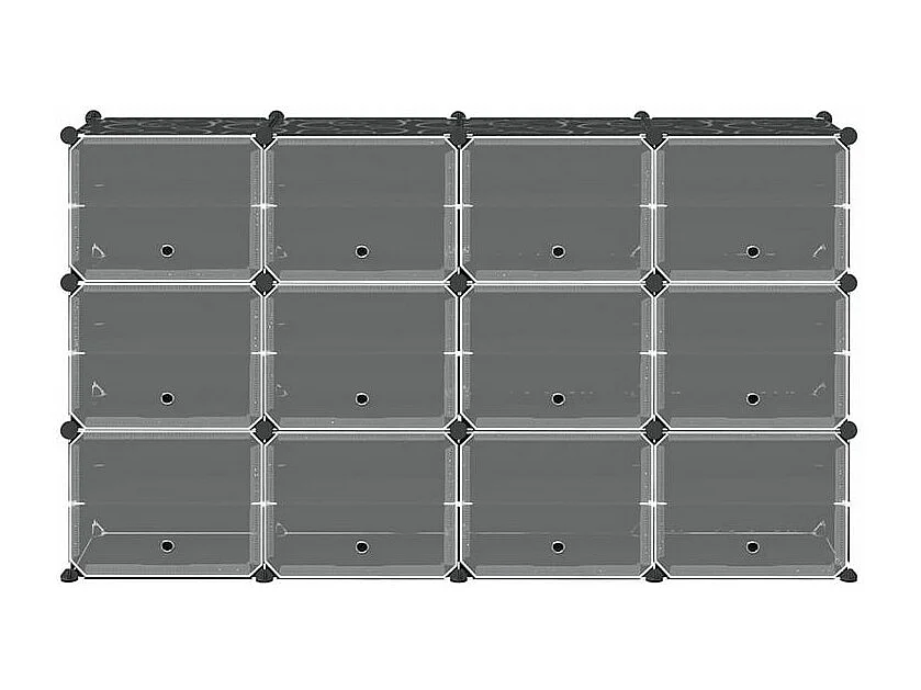 Cubes de rangement 12 pcs avec portes noir PP