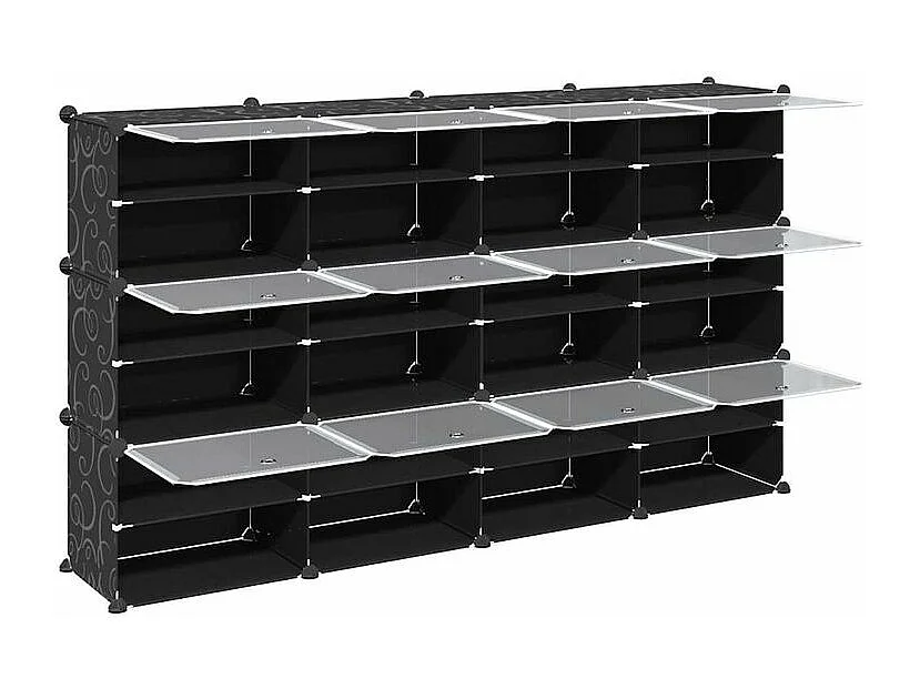 Cubes de rangement 12 pcs avec portes noir PP