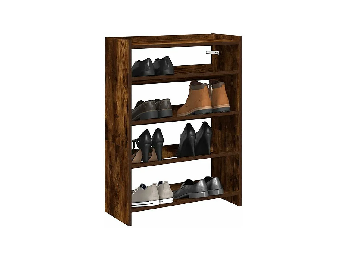 Étagère à chaussures chêne fumé 80x25x61,5 bois d'ingénierie