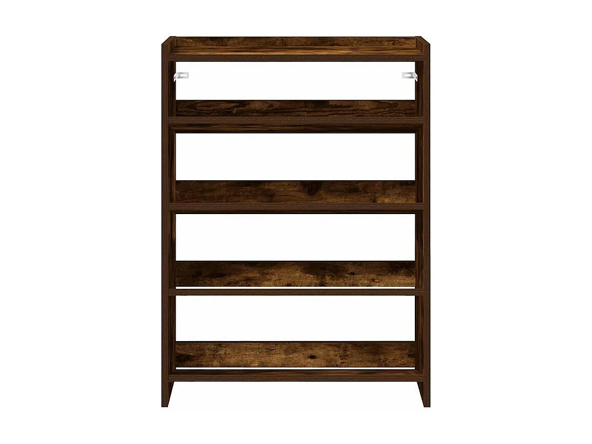 Étagère à chaussures chêne fumé 80x25x61,5 bois d'ingénierie