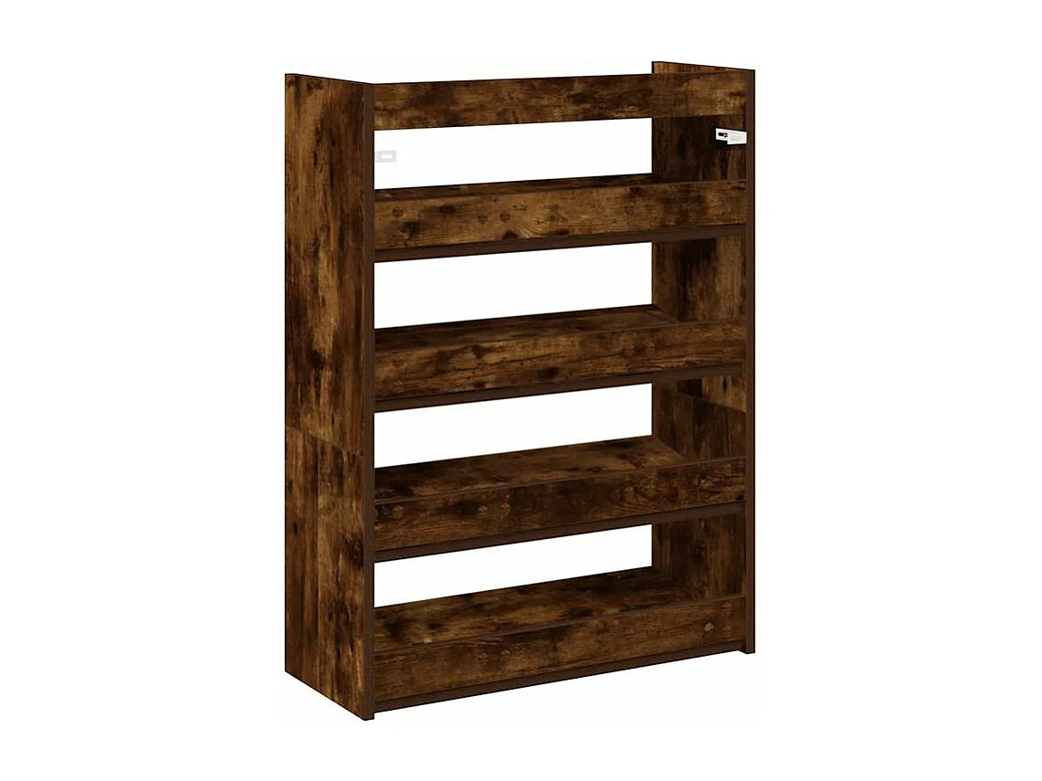 Étagère à chaussures chêne fumé 80x25x61,5 bois d'ingénierie