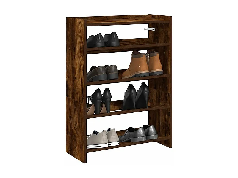 Étagère à chaussures chêne fumé 80x25x61,5 bois d'ingénierie