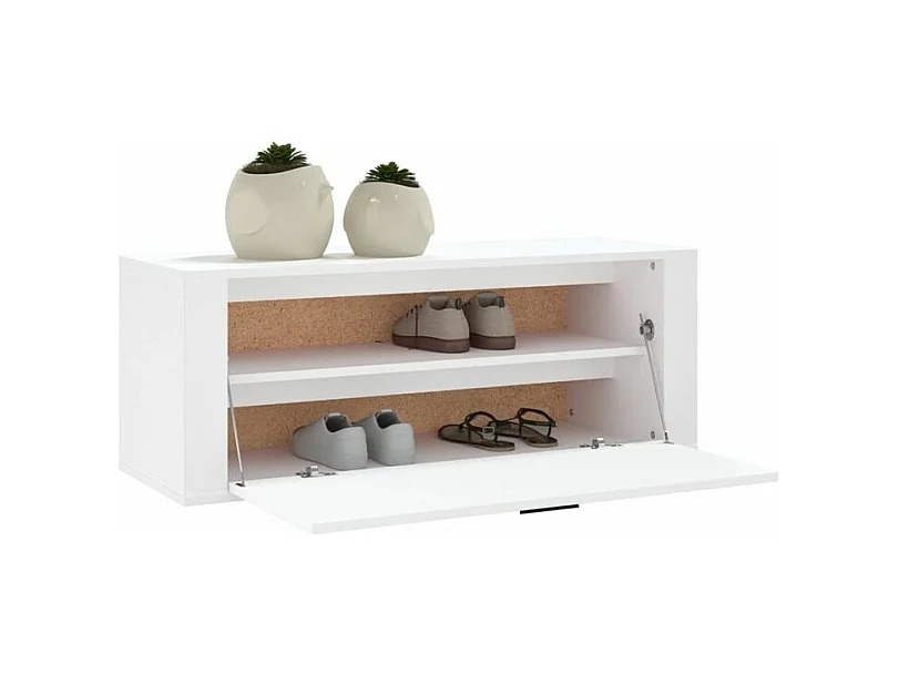 Armoire à chaussures murale en bois Luiza L100xH38xP35 – Élégance et fonctionnalité-Couleur Blanc