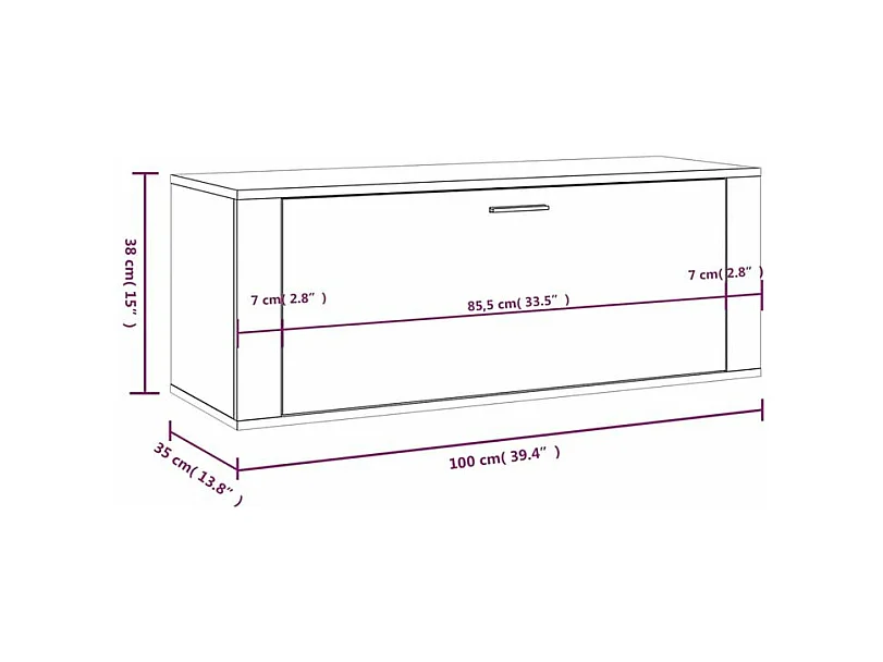 Armoire à chaussures murale en bois Luiza L100xH38xP35 – Élégance et fonctionnalité-Couleur Blanc