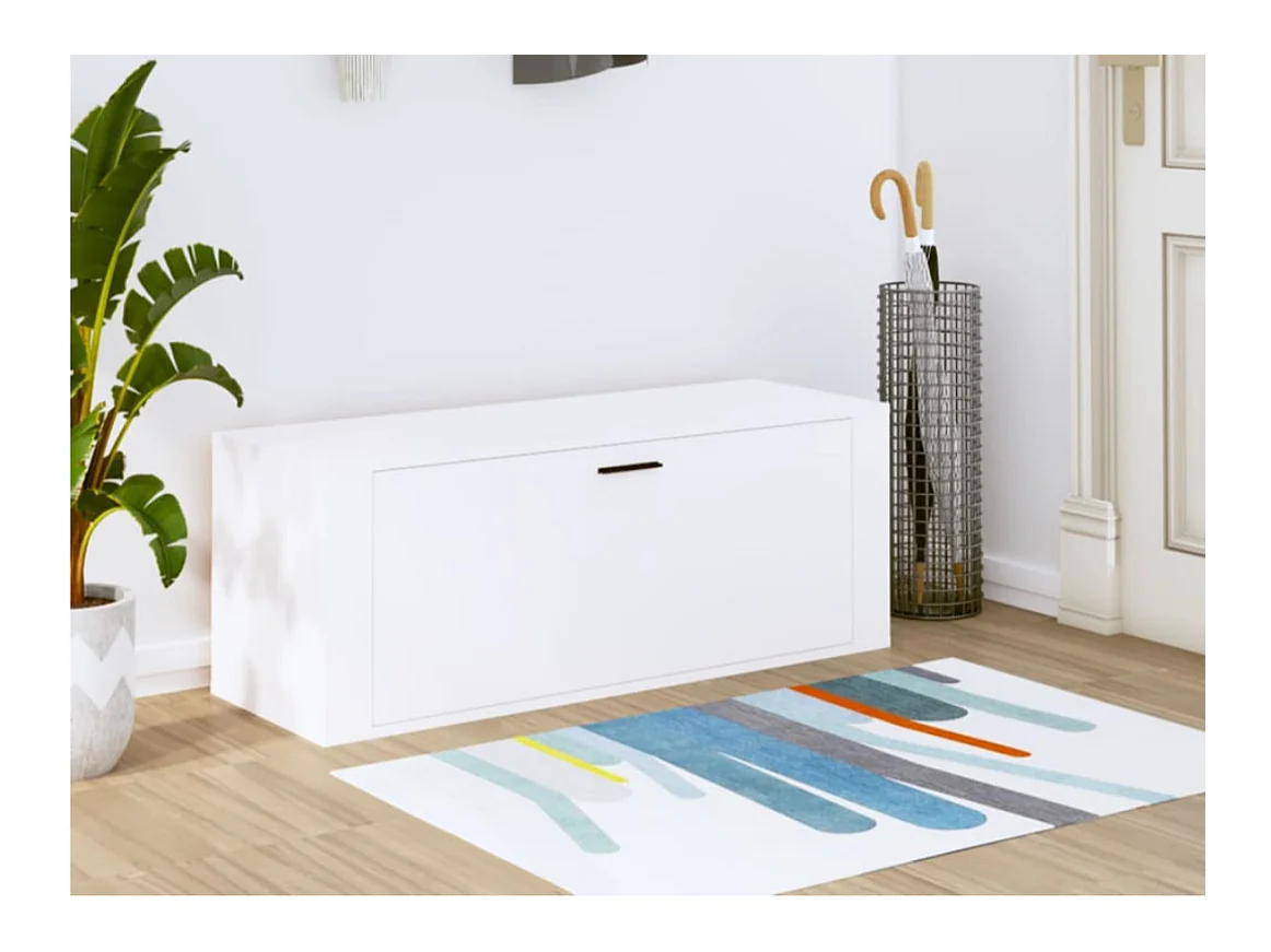 Armoire à chaussures murale en bois Luiza L100xH38xP35 – Élégance et fonctionnalité-Couleur Blanc