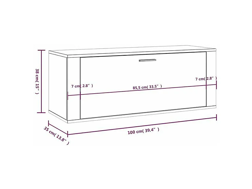 Armoire à chaussures murale en bois Luiza L100xH38xP35 – Élégance et fonctionnalité-Couleur Blanc