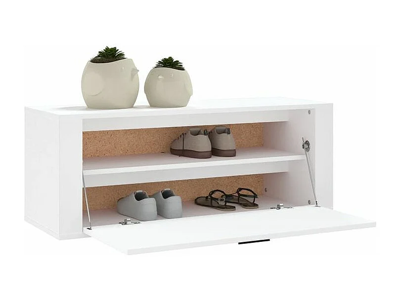 Armoire à chaussures murale en bois Luiza L100xH38xP35 – Élégance et fonctionnalité-Couleur Blanc