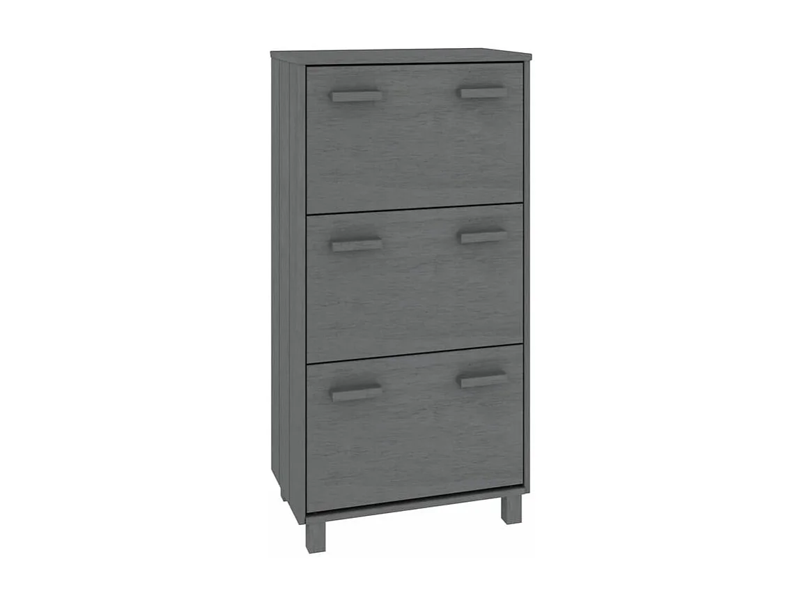Armoire à chaussures en pin massif Verla L 60x117 - Format Pratique-Couleur Gris foncé