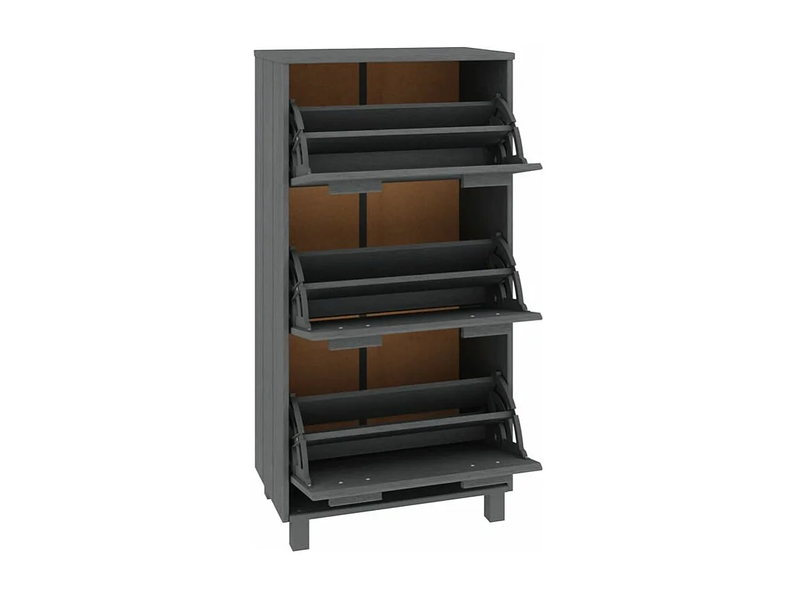 Armoire à chaussures en pin massif Verla L 60x117 - Format Pratique-Couleur Gris foncé