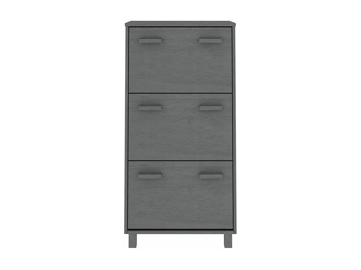 Armoire à chaussures en pin massif Verla L 60x117 - Format Pratique-Couleur Gris foncé