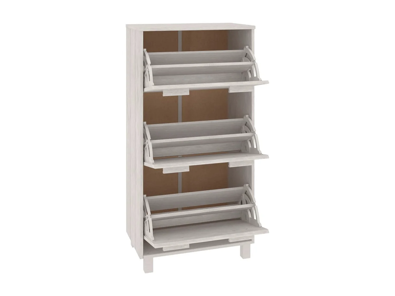 Armoire à chaussures en pin massif Verla L 60x117 - Format Pratique-Couleur Gris foncé