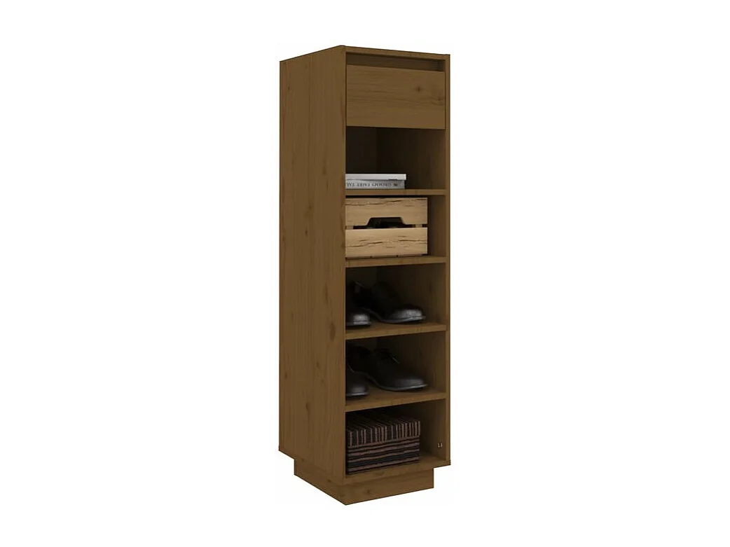 Armoire à chaussures marron miel 30x34x105 bois de pin massif