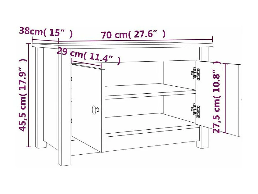 Armoire à chaussures en bois massif Klouda – Élégant et fonctionnel-Couleur Naturel-Largeur 70 cm