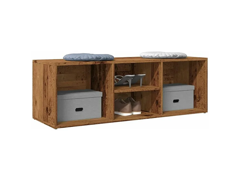 Banc de rangement à chaussures vieux bois 105x35x35