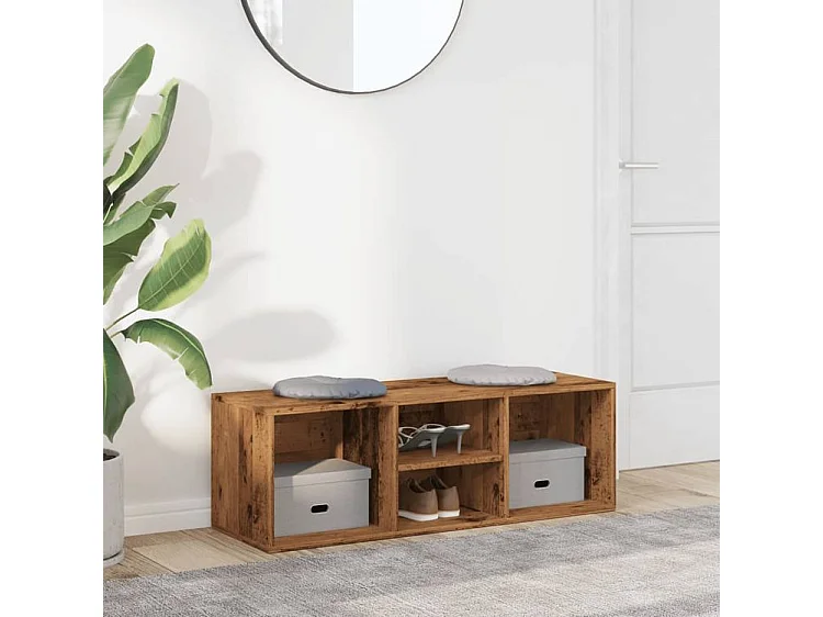 Banc de rangement à chaussures vieux bois 105x35x35