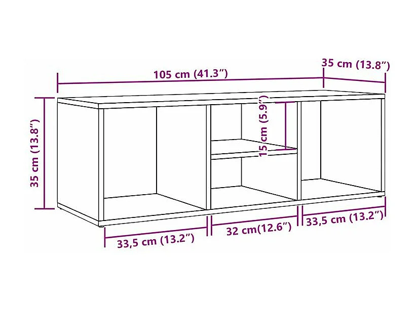 Banc de rangement à chaussures vieux bois 105x35x35