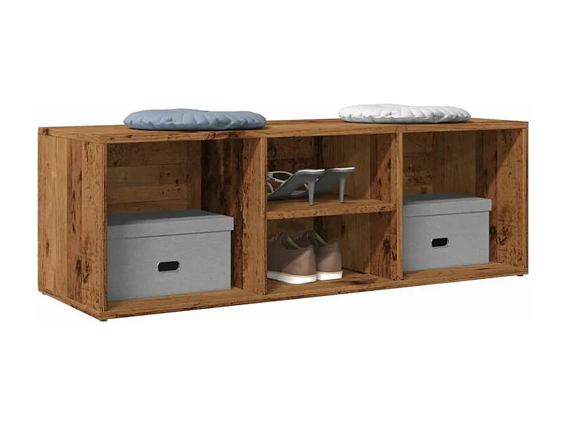 Banc de rangement à chaussures vieux bois 105x35x35